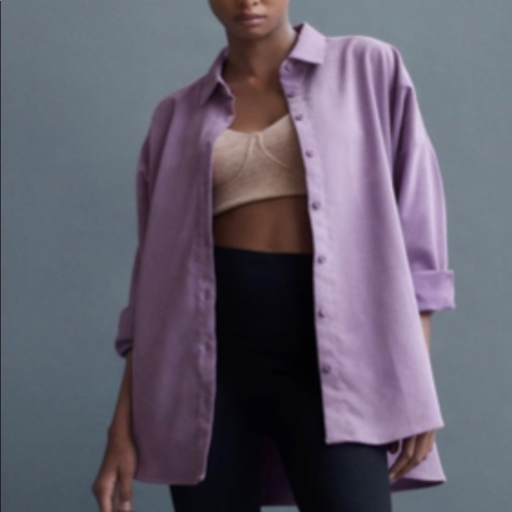 Nwt Zara oversized Corduroy button down oversized ribbed LS